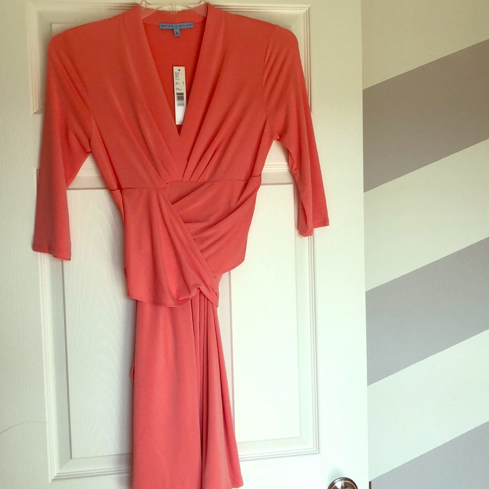 Antonio melani coral wrap dress. NWT